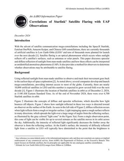First page of AARO Satellite Flaring Paper 508 FINAL 04222025