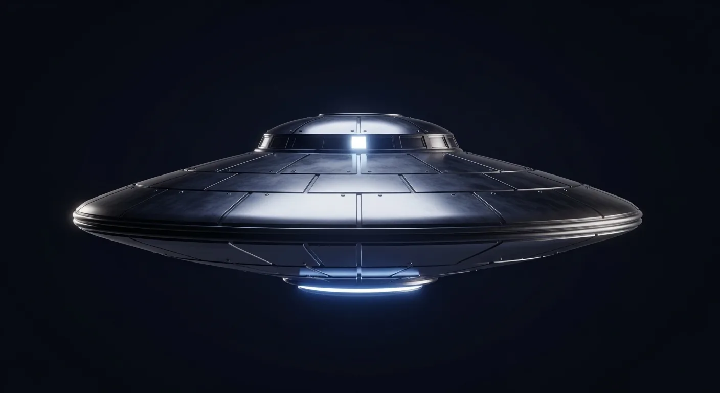 Artistic depiction of Colares Chupa-Chupa Attacks — metallic flying saucer with illuminated dome